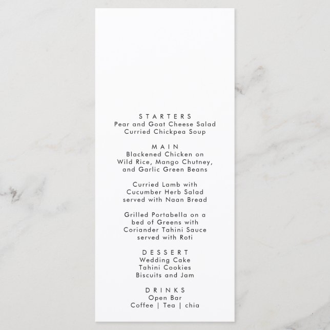 Elegant simple flower watercolor wedding menu (Front)
