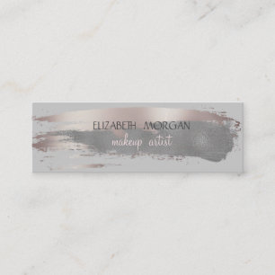 Elegant Simple Foil Brush Stroke,Gray Mini Business Card