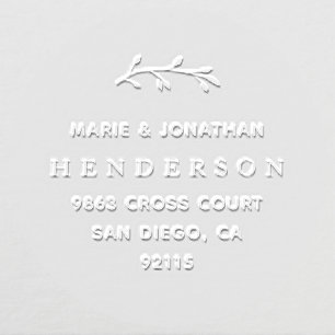 Elegant Simple Foliage Couple Return Address Embosser