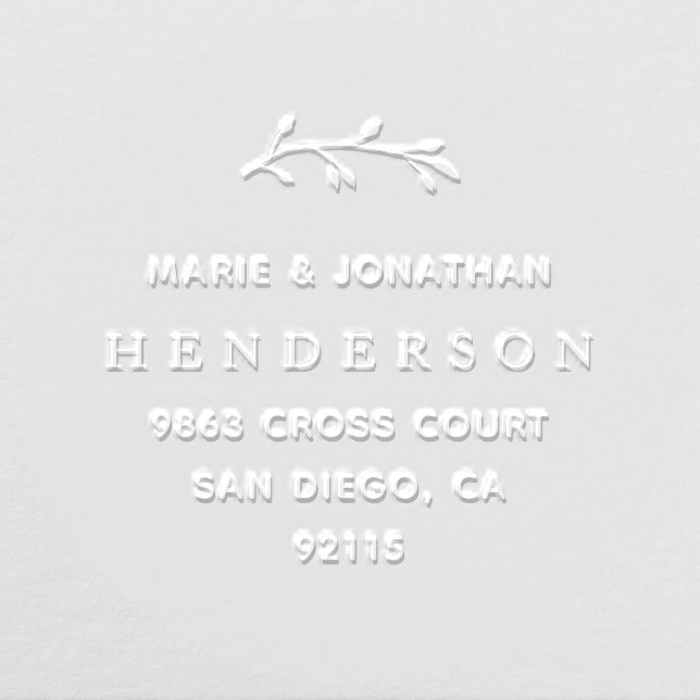 Elegant Simple Foliage Couple Return Address Embosser (Design)