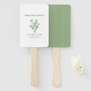 Elegant Simple Forest Green Garden Wedding Hand Fan