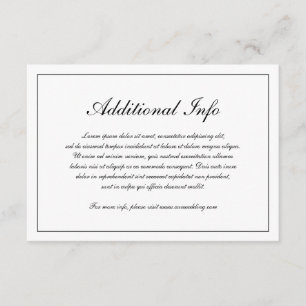 Elegant Simple Formal Black and White Wedding Enclosure Card