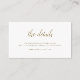 Elegant Simple Formal Script Website Gold Wedding  Enclosure Card