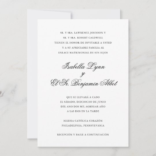 Elegant Simple Formal Spanish Wedding Invitation | Zazzle.com