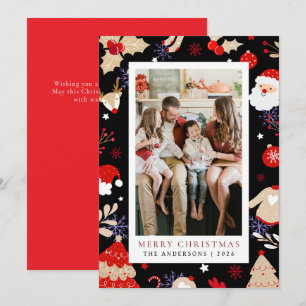 Elegant Simple Frame Christmas Family 1 Photo Holiday Card