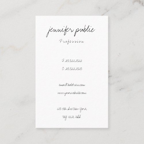 Elegant Simple Freehand Script Modern Minimalist Business Card