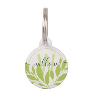 Elegant Simple Fresh Green Leaves Monogram Name