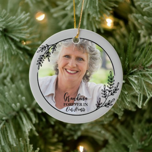 Elegant Simple Funeral Keepsake Mermorial Photo Ceramic Ornament