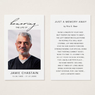 Elegant Simple Funeral Memorial Prayer Photo Cards