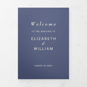 Elegant Simple Future Dusk with Monogram Wedding Tri-Fold Program