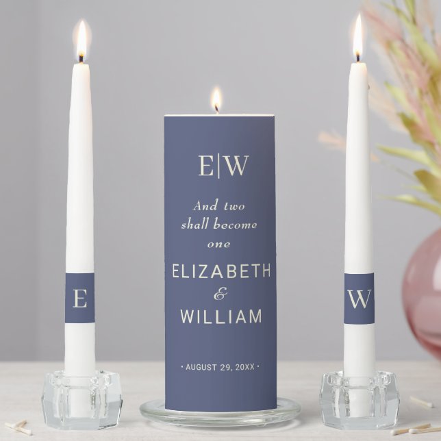 Elegant Simple Future Dusk with Monogram Wedding Unity Candle Set (In Situ)