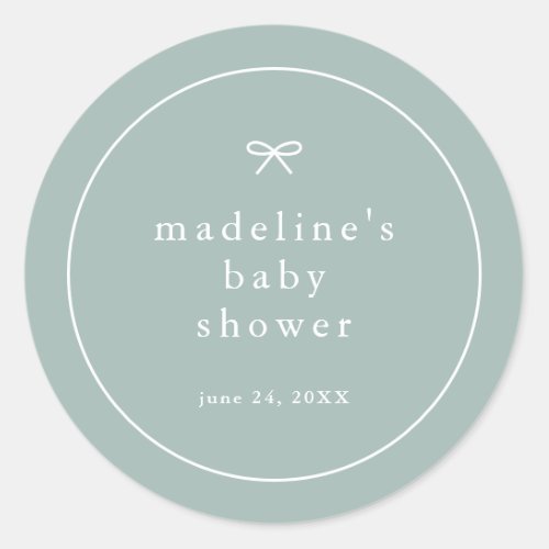 Elegant Simple Gender Neutral Baby Shower Classic Round Sticker