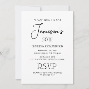 Elegant Simple Gentlemen's 50th Birthday Party Invitation