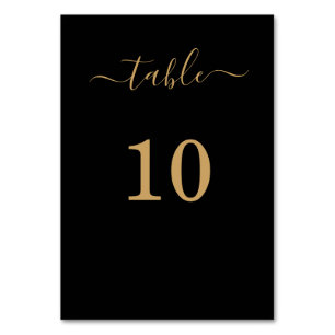 Elegant Simple Glam Script Gold Party Black  Table Number