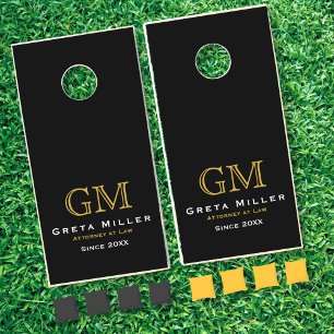 Elegant Simple Gold Black Cornhole Set