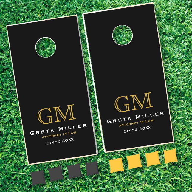 Elegant Simple Gold Black Cornhole Set (Creator Uploaded)