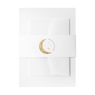 Elegant Simple Gold Celestial Moon Stars Wedding Invitation Belly Band