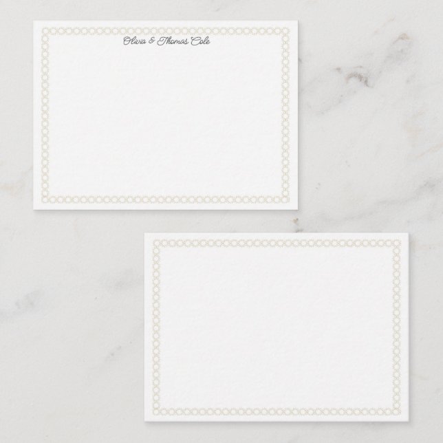 Elegant Simple Gold Circles Frame Wedding Couple Note Card (Front/Back)