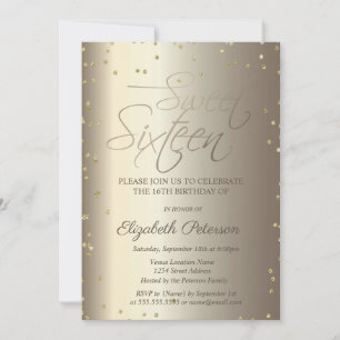 Elegant Simple Gold Diamonds Sweet 16 Invitation