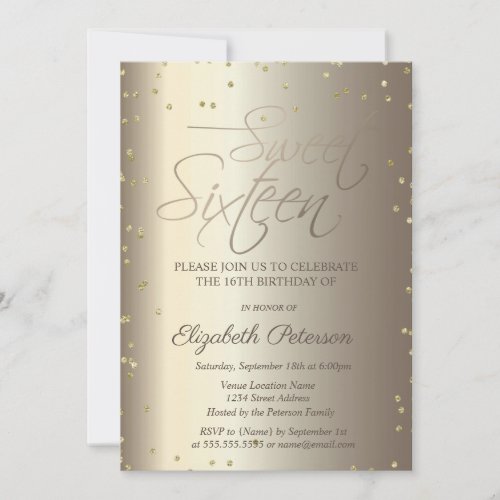 Elegant Simple Gold Diamonds Sweet 16 Invitation 