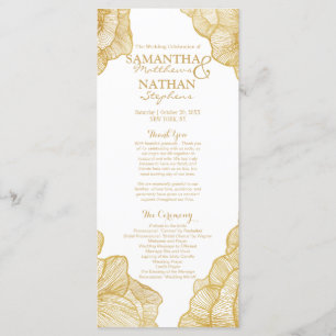 Elegant Simple Gold Floral Wedding Programs