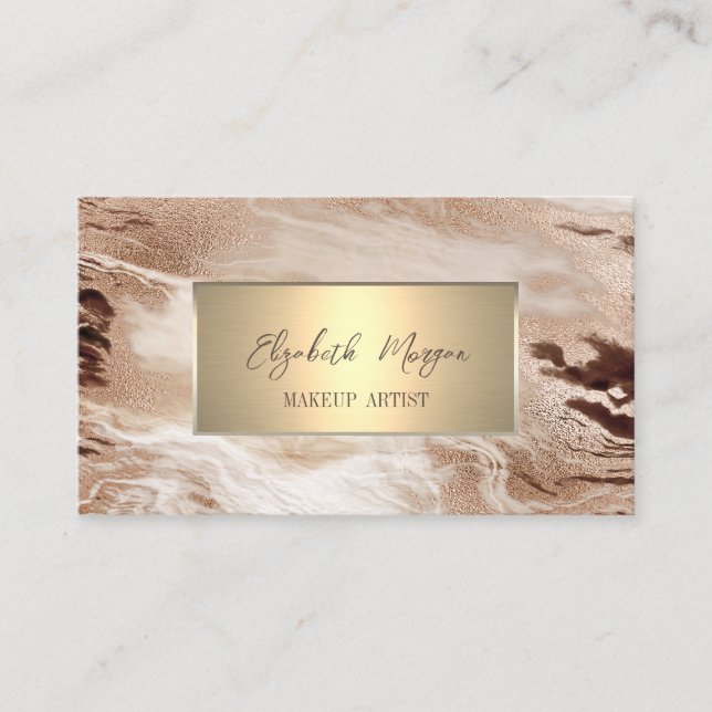 Elegant Simple Gold Frame,Gold Brown Business Card (Front)