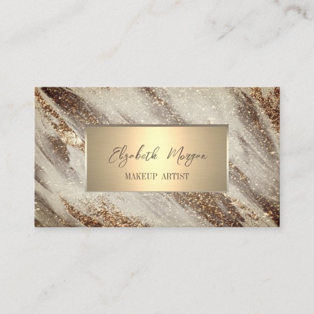 Elegant Simple Gold Frame,Gold Glitter  Business Card (Front)