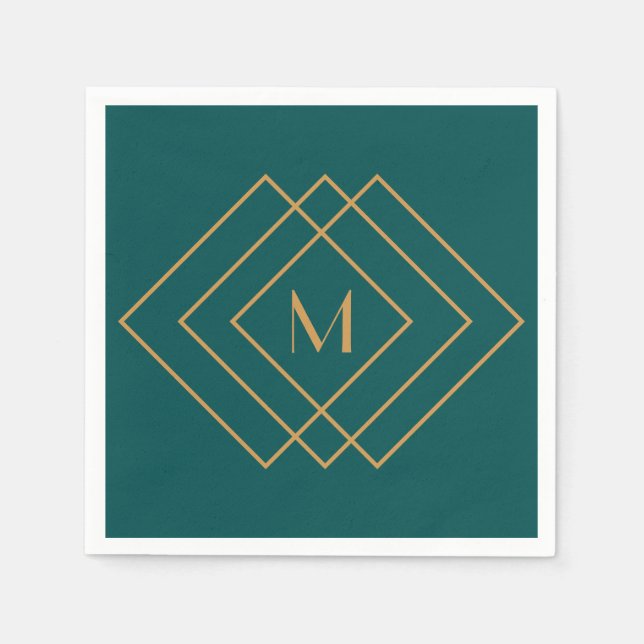 Elegant simple gold geometric Art Deco design Napkins (Front)