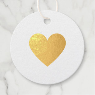 Elegant Simple Gold Heart Love Minimal Classy  Foil Favor Tags