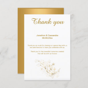 ELEGANT SIMPLE GOLD LEAF GOLD REVERSE THANK YOU INVITATION