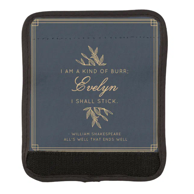 Elegant Simple Gold Navy Clever Botanical Quote Luggage Handle Wrap – Framed Print / Canvas