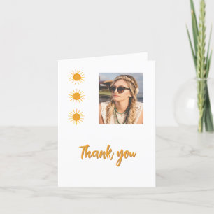 Elegant Simple Gold Sun Photo Birthday Thank You Card