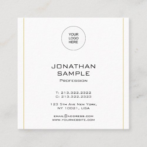 Elegant Simple Gold Template Modern Professional Square Business Card