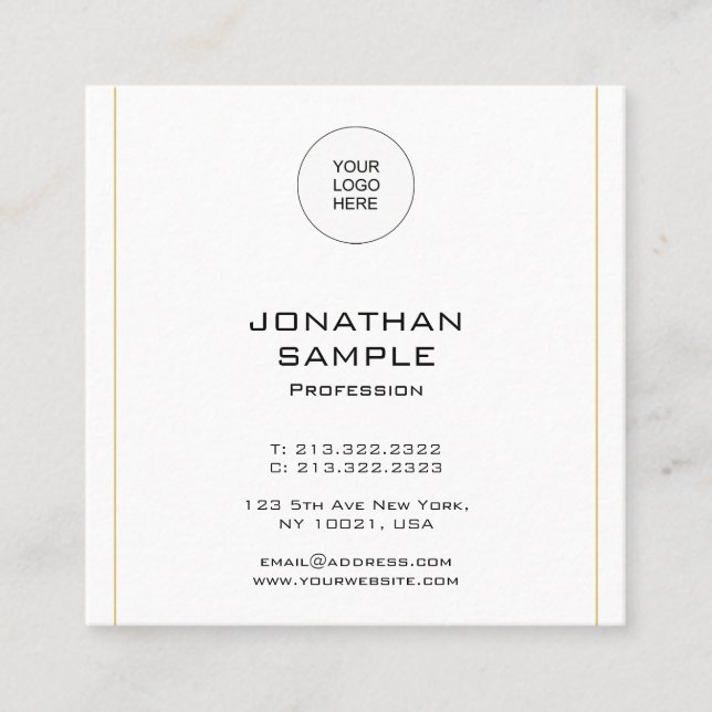 Elegant Simple Gold Template Modern Professional Square Business Card (Front)