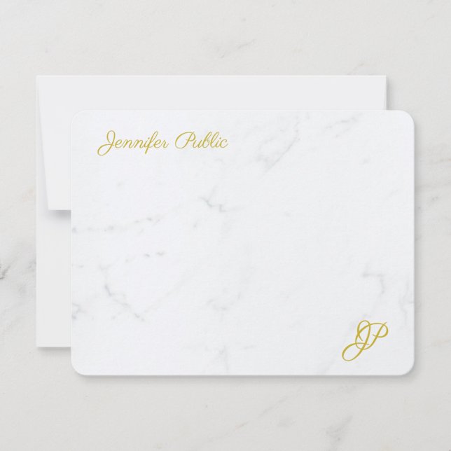 Elegant Simple Gold Text Personalized Stationery Note Card (Front)