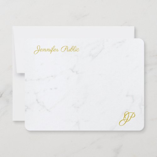 Elegant Simple Gold Text Personalized Stationery Note Card
