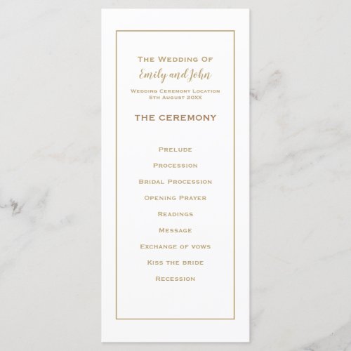 Elegant Simple Gold Typography and Frame Wedding Program