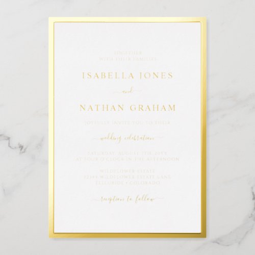 Elegant Simple Gold Wedding Foil Invitation
