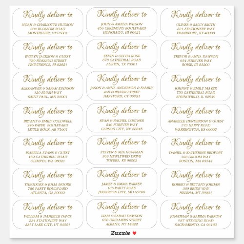 Elegant Simple Gold Wedding Guest Address Label