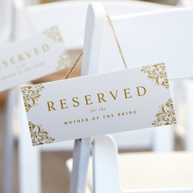 Elegant Simple Gold Wedding Reserved Chair Sign (Creator Uploaded)