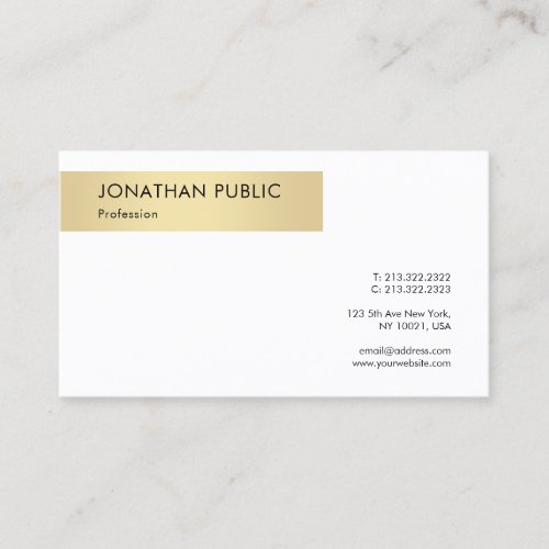 Elegant Simple Gold White Template Modern Trendy Business Card