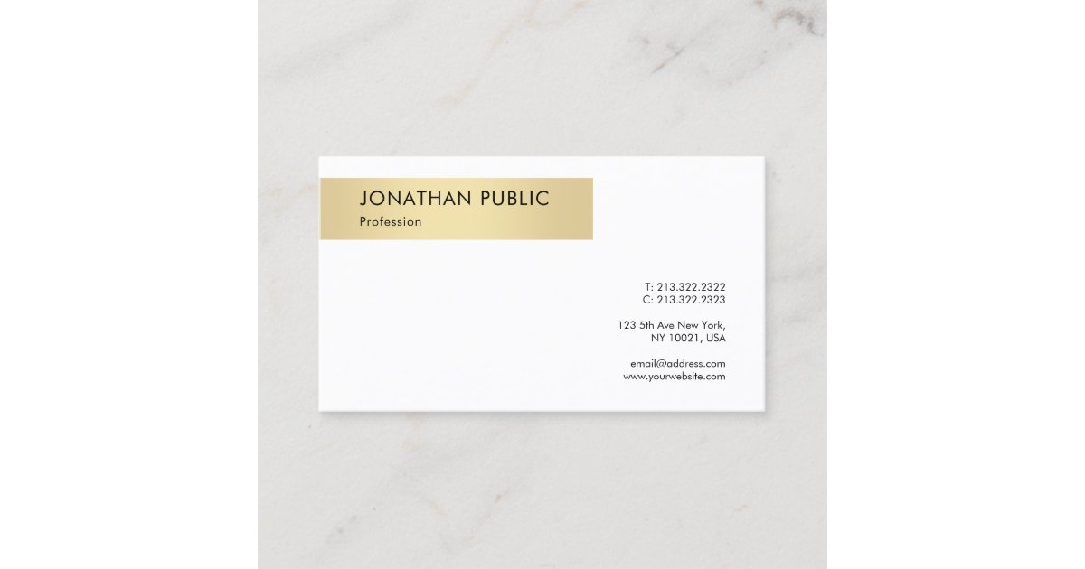 Elegant Simple Gold White Template Modern Trendy Business Card | Zazzle