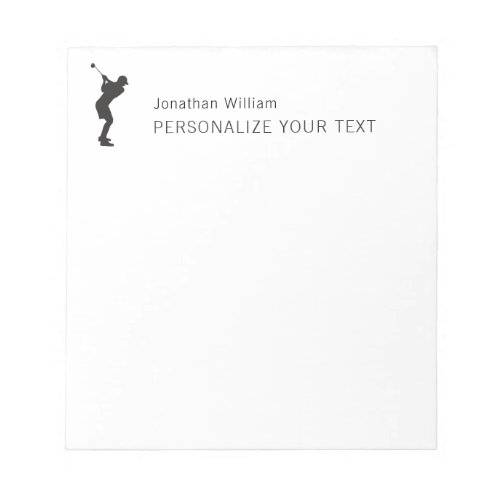     Elegant Simple Golf Player Personal Stationery Notepad