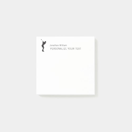     Elegant Simple Golf Player Personal Stationery Post_it Notes