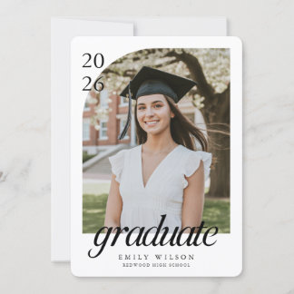 Elegant Simple Graduate Two Arch Photo Graduation Announcement