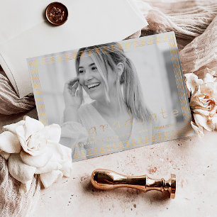 Elegant Simple Graduation Party Black & Gold Foil  Foil Invitation