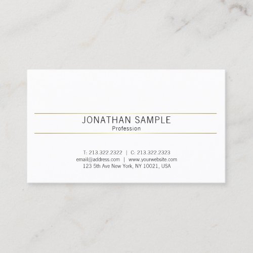Elegant Simple Graphic Design Gold White Plain Business Card