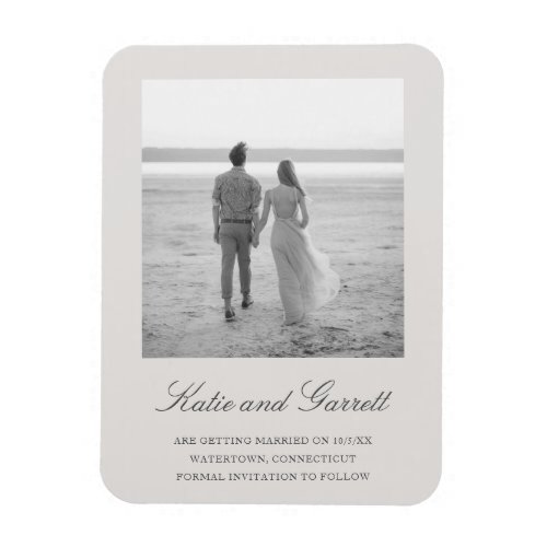 Elegant Simple Gray Photo Save the Date Magnet