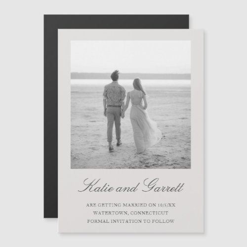 Elegant Simple Gray Photo Save the Date Magnetic Invitation