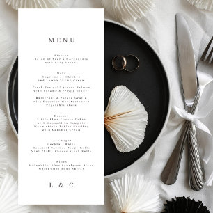 Elegant Simple Gray Text Monogram Wedding Menu